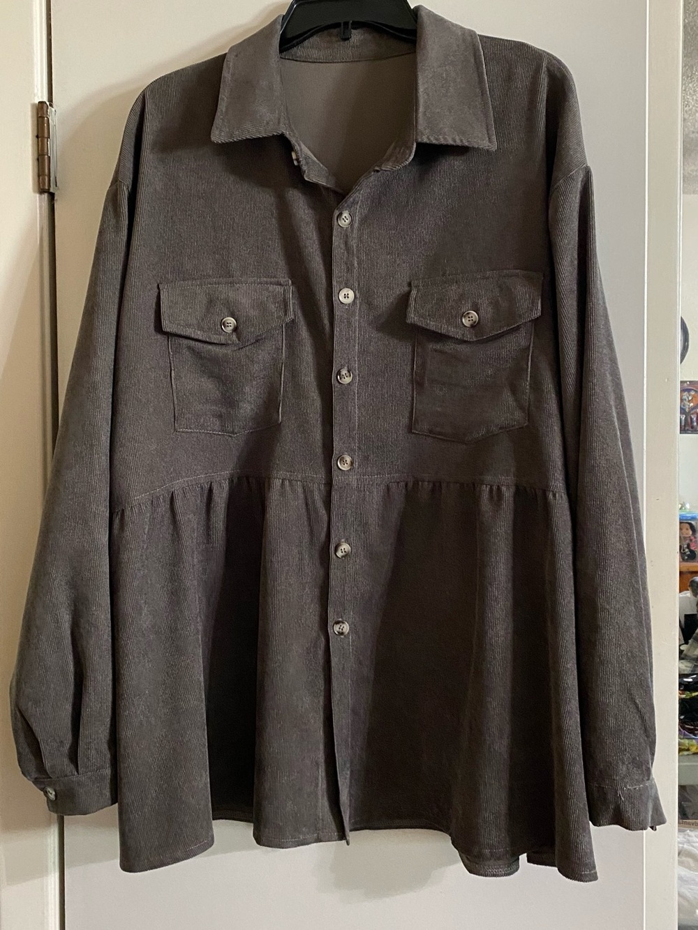 Women’s gray corduroy top - Picture 1 of 10